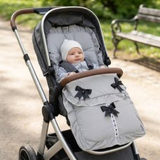Plain Grey/Black Footmuff/Cosytoes With Large Bows & Lace